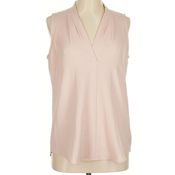 Calvin Klein Women's Gathered V-Neck Sleeveless Top pale pink / tan S small - Picture 4 of 5